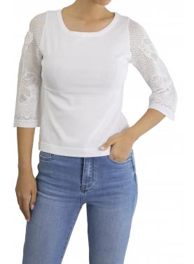 Maglia con manica con dettagli ricamati 3/4